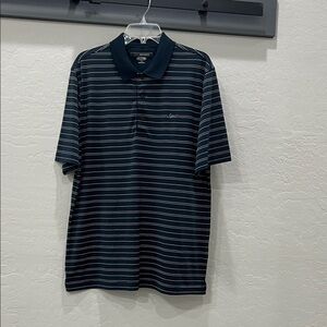 Greg Norman Navy Striped Polo Shirt